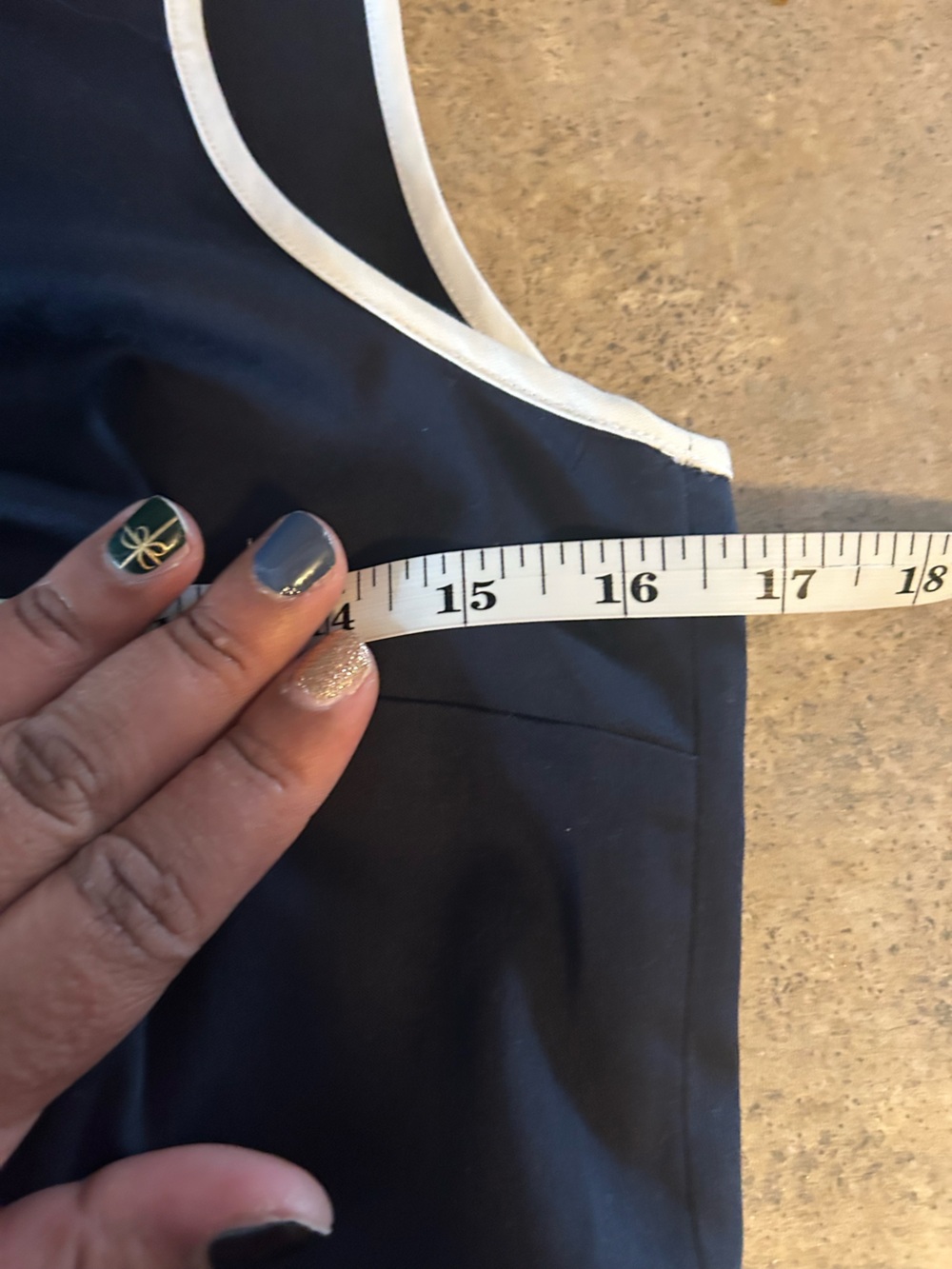 Ann Taylor Dress - navy with white trim zip front sleeveless - Picture 10 of 11